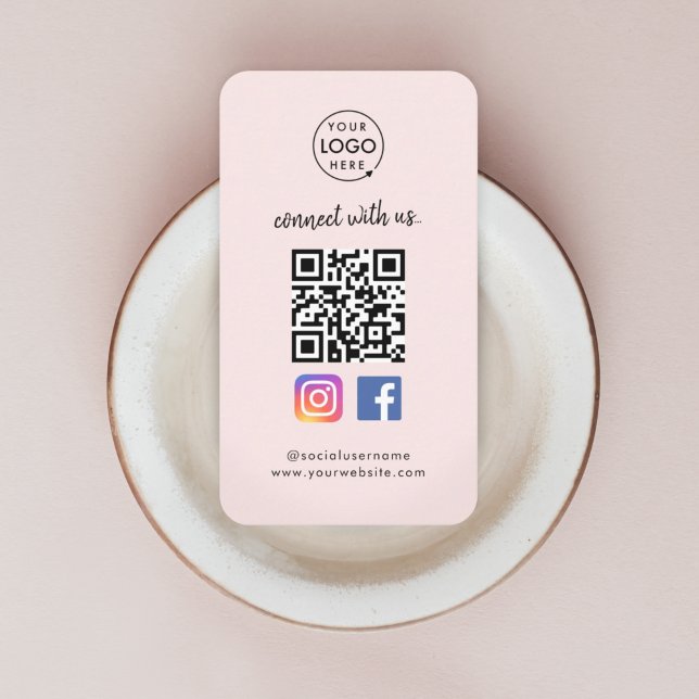 Instagram Facebook QR-Code | Pink Social Media Visitenkarte (Von Creator hochgeladen)