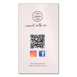Instagram Facebook QR-Code Rosa Visitenkarte für Magnetische Visitenkarte