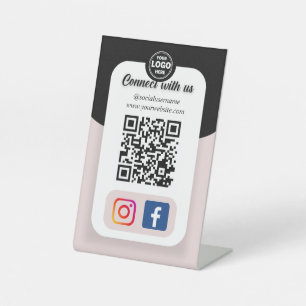 Instagram Facebook QR-Code   Soziale Medien Sockelschild
