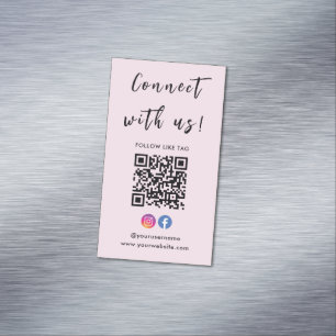 Instagram Facebook Qr Code Verbindung mit uns rosa Magnetische Visitenkarte