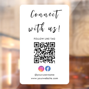 Instagram Facebook Verbindung mit QR Code Weiß Fensteraufkleber