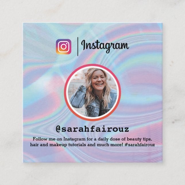 Instagram farbiges Foto Trendy Holographic Telefonnummerkarte (Vorderseite)
