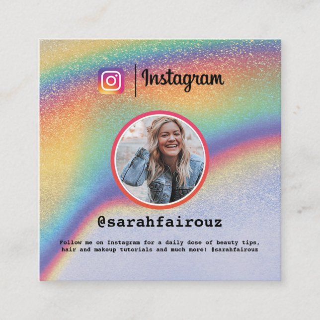 Instagram farbiges Foto Trendy Holographic  Telefonnummerkarte (Vorderseite)
