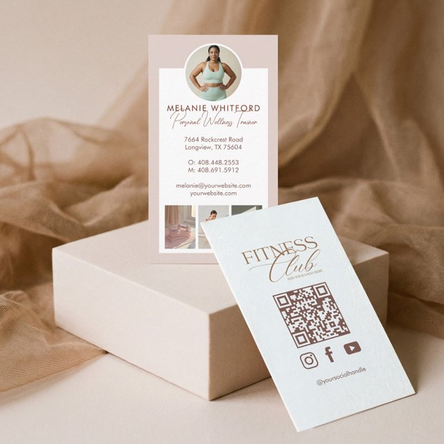 Instagram Fitness Personal Trainer Photo QR Code Visitenkarte (Instagram Fitness Personal Trainer Photo QR Code Business Card)