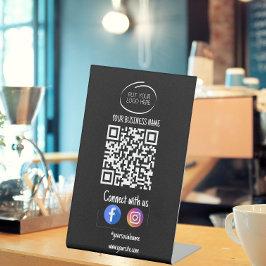 Instagram folgen QR Code Black Modern Sockelschild