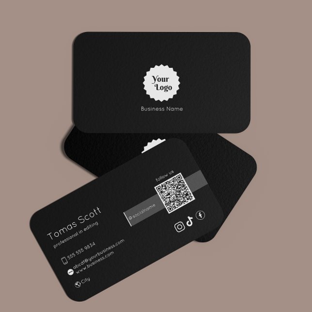 Instagram folgen Qr Code Black Visitenkarte (connect with ussocial mediaqr codeblack business logoinstagram facebookscan to )