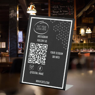 Instagram folgen Qr Code Modernes Schwarz Sockelschild
