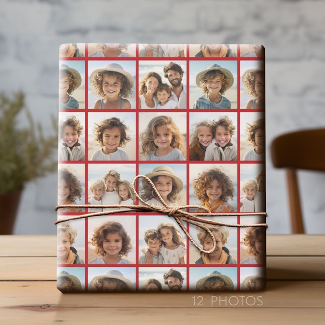 Instagram Foto Collage - 12 Ihrer Lieblingsfotos Geschenkpapier (Custom Photo Wrapping Paper)