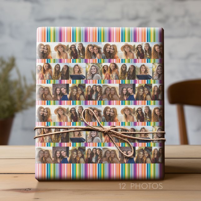 Instagram Foto Collage - 12 Ihrer Lieblingsfotos Geschenkpapier (Custom Photo Wrapping Paper)