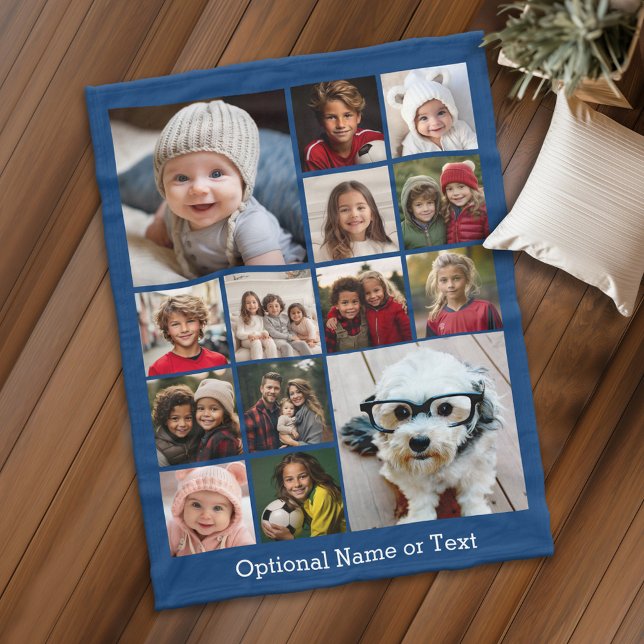 Instagram Foto Collage - 14 Fotos Royal Fleecedecke (Personalized fleece blanket with photos and text)
