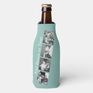 Instagram Foto Collage 4 Bilder - blaue Streifen Flaschenkühler
