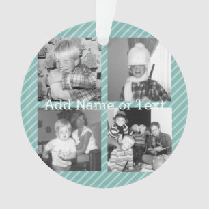 Instagram Foto-Collage 4 Bilder - blaue Streifen Ornament