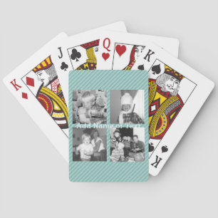 Instagram Foto-Collage 4 Bilder - blaue Streifen Spielkarten