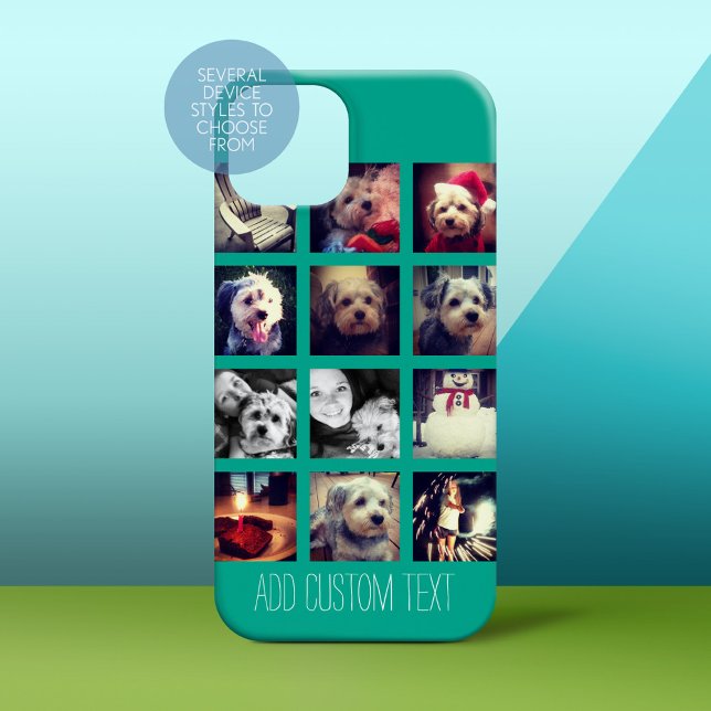 Instagram Foto Collage grün Smaragdfarbener Hinter Case-Mate iPhone Hülle (Personalized Phone Case)