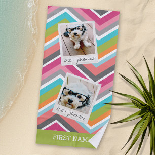 Instagram Foto Collage mit farbenfrohen Chevronen Strandtuch