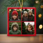 Instagram Foto Collage mit frohen Weihnachten Keramikornament<br><div class="desc">Ein einfaches und modernes Design,  das Ihre Fotos hervorhebt. Es ist ein Single-seitiges Ornament mit 4 Fotos. Wenn Sie Probleme mit Ihrem Bild oder Text haben,  klicken Sie auf die Schaltfläche Anpassen und Sie können Dinge verschieben und Änderungen vornehmen.</div>