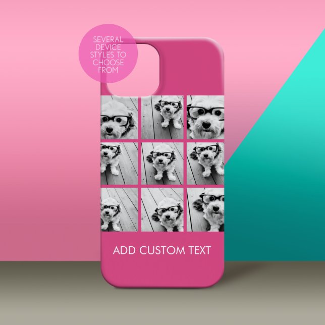 Instagram Foto Collage PINK 9 quadratische Fotos Case-Mate iPhone Hülle (Personalized Phone Case with Custom Photos and Text - Pick Your Device Style)