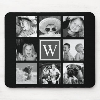 Instagram Foto-Collagen-Monogramm-Schwarzes u. Mousepad