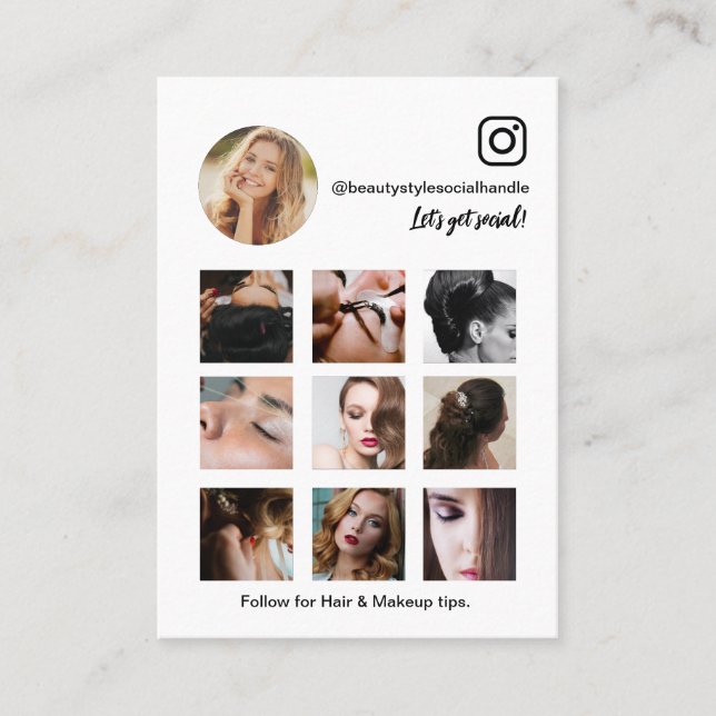 Instagram Foto Grid Collage Beauty Social Media Visitenkarte (Vorderseite)
