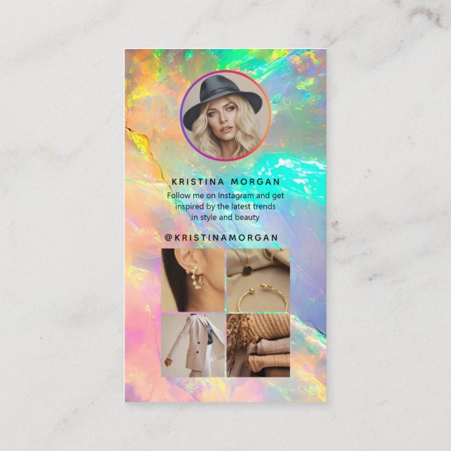 Instagram Foto Grid folgen Profilopal Visitenkarte (Rückseite)