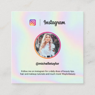 Instagram Foto modische holografische Pastel Regen Telefonnummerkarte