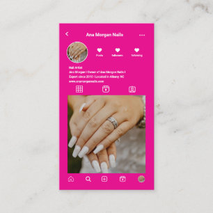 Instagram Foto Raster QR-Code für Hot-Pink-Nagelkü Visitenkarte