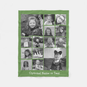 Instagram-FotoCollage - Bis zu 14 Fotos grün Fleecedecke