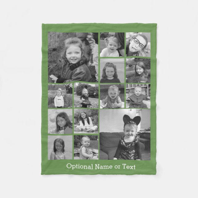 Instagram-FotoCollage - Bis zu 14 Fotos grün Fleecedecke (Vorderseite)