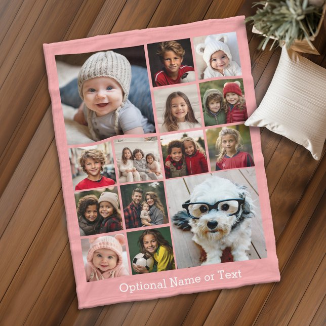 Instagram-FotoCollage - Bis zu 14 Fotos Peach Fleecedecke (Personalized fleece blanket with photos and text)