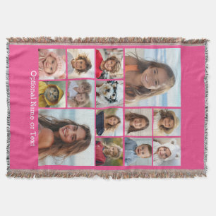 Instagram-FotoCollage - Bis zu 14 Fotos rosa Decke
