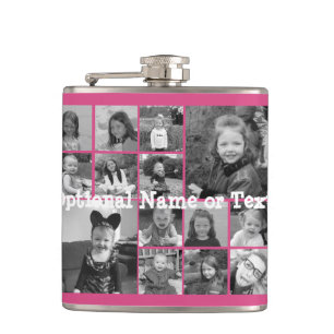 Instagram-FotoCollage - Bis zu 14 Fotos rosa Flachmann