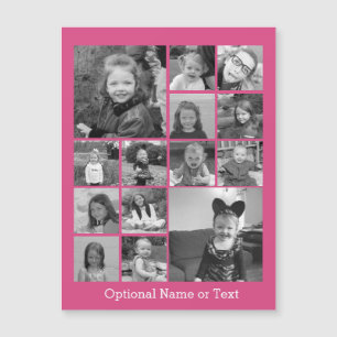 Instagram-FotoCollage - Bis zu 14 Fotos rosa Magnetkarte