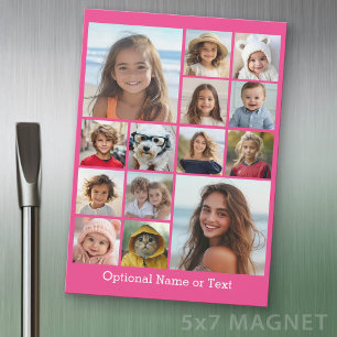 Instagram-FotoCollage - Bis zu 14 Fotos rosa Magnetkarte