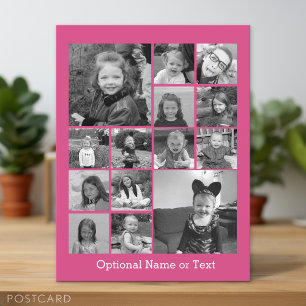 Instagram-FotoCollage - Bis zu 14 Fotos rosa Postkarte