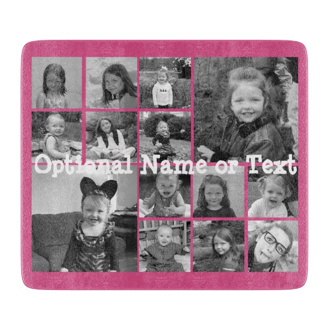 Instagram-FotoCollage - Bis zu 14 Fotos rosa Schneidebrett (Vorderseite)