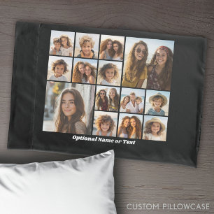 Instagram-FotoCollage - Bis zu 14 Fotos Schwarz Kissenbezug