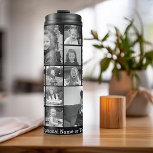 Instagram-FotoCollage - Bis zu 14 Fotos Schwarz Thermosbecher