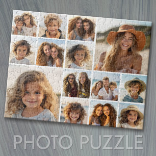 Instagram-FotoCollage - Bis zu 14 Fotos weiß Puzzle
