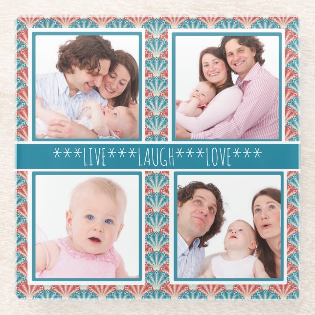 Instagram-FotoCollage Dekoratives Muster Glasuntersetzer (Vorderseite)