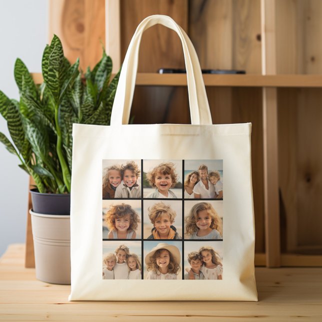 Instagram-FotoCollage mit 9 Fotos Jumbo Stoffbeutel (Personalized tote bag with photos)