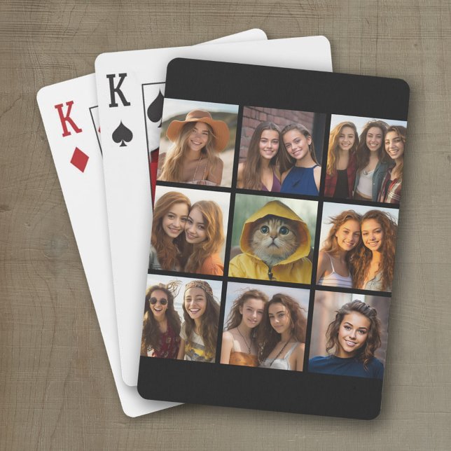Instagram-FotoCollage mit 9 Fotos Spielkarten (Personalized playing cards with a fun photo collage)