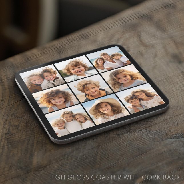 Instagram-FotoCollage mit 9 quadratischen Fotos Getränkeuntersetzer (Custom Photo Collage Coaster)