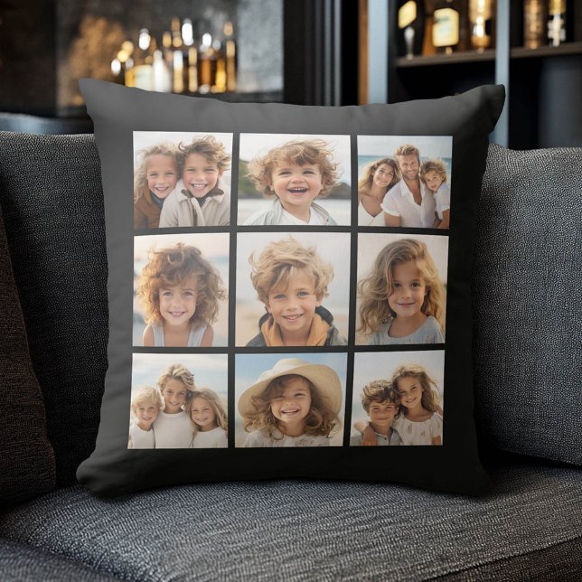 Instagram-FotoCollage mit 9 quadratischen Fotos Kissen (Photo Collage Pillow)