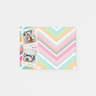 Instagram-Fotocollage mit farbenfrohen Chevron-Mus Post-it Klebezettel