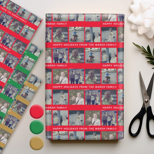 Instagram-FotoCollage mit glücklichem Urlaubstext Geschenkpapier Set (Personalized Photo Wrapping Paper)