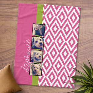 Instagram FotoCollage mit Ikat heißen rosa Namen Fleecedecke