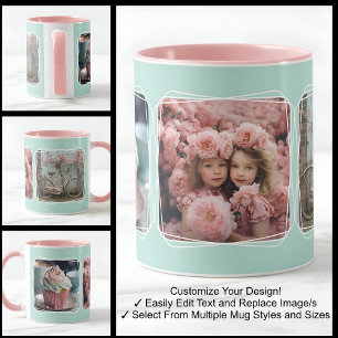 Instagram FotoCollage Moderne Vorlage Aqua C112 Tasse
