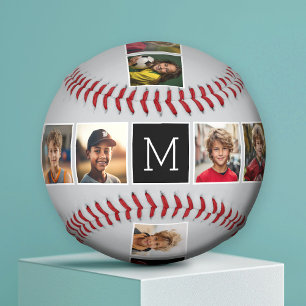 Instagram-Fotocollage-Monogramme - Grau und Schwar Baseball