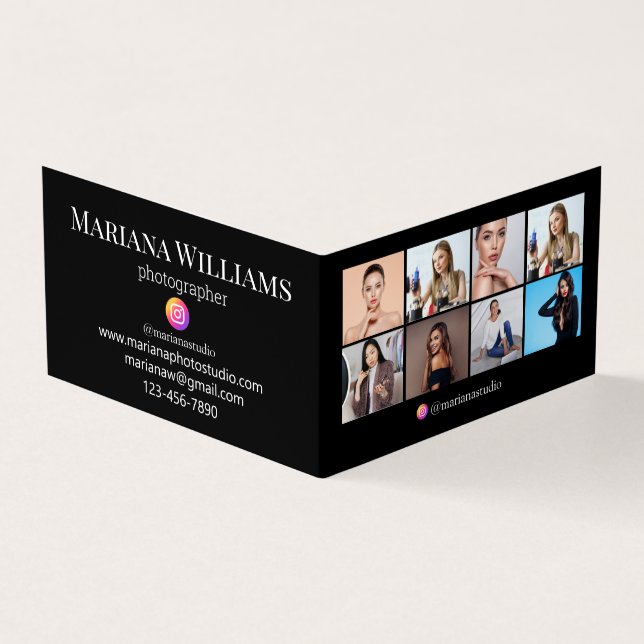 Instagram-Fotograf 8 Fotos schwarzen Chic Visitenkarten (Vorderseite)