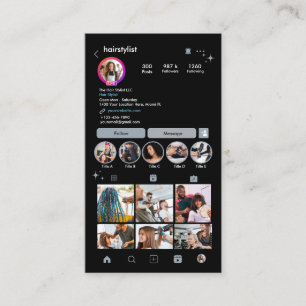 Instagram-Friseur Dusty Blue QR Social Media Visitenkarte